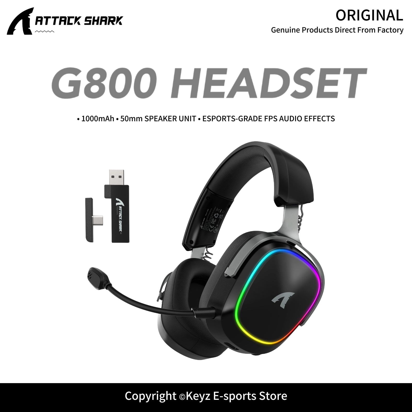 Gaming Headset Rgb - Auriculares Inalámbricos para Juegos ATTACK SHARK