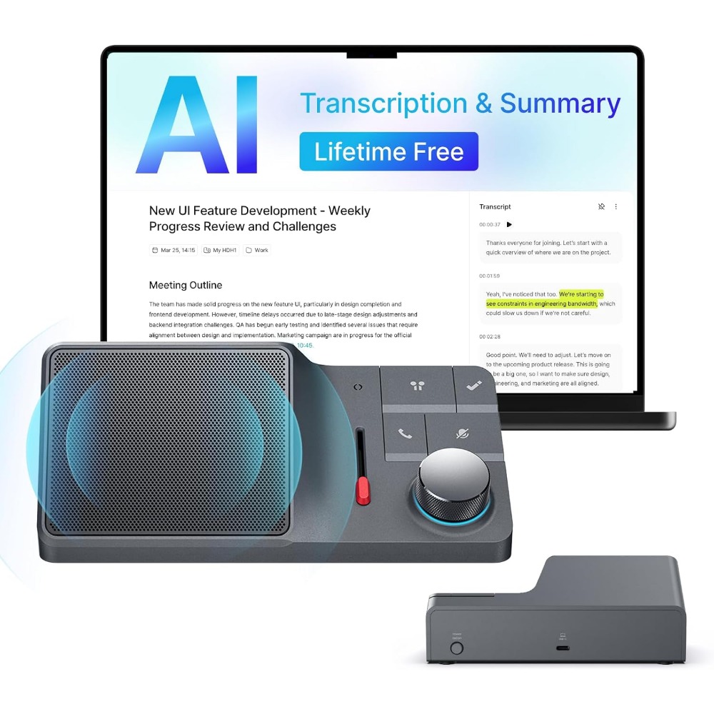 Noise Cancelling Headphone - Altavoz para Conferencias con IA, Conectividad