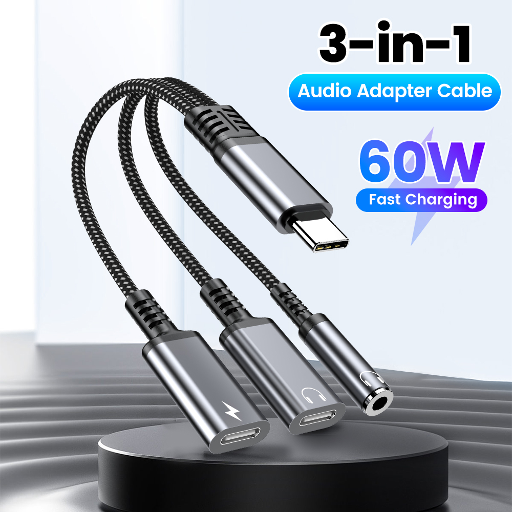 Earphone Splitter Jack - Cable adaptador de Audio tipo C