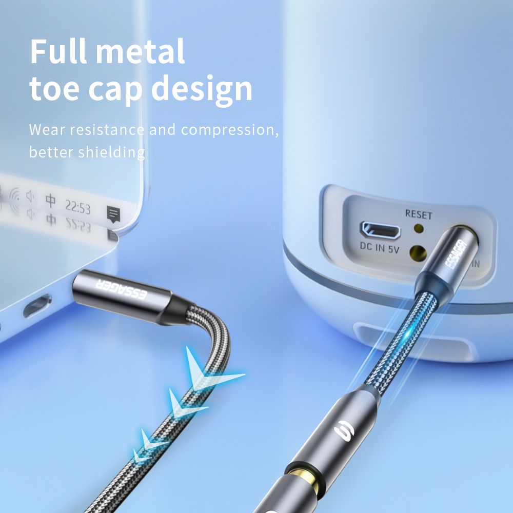 ESSAGER-Cable de extensión par - Earphone Splitter Jack reseña y precio