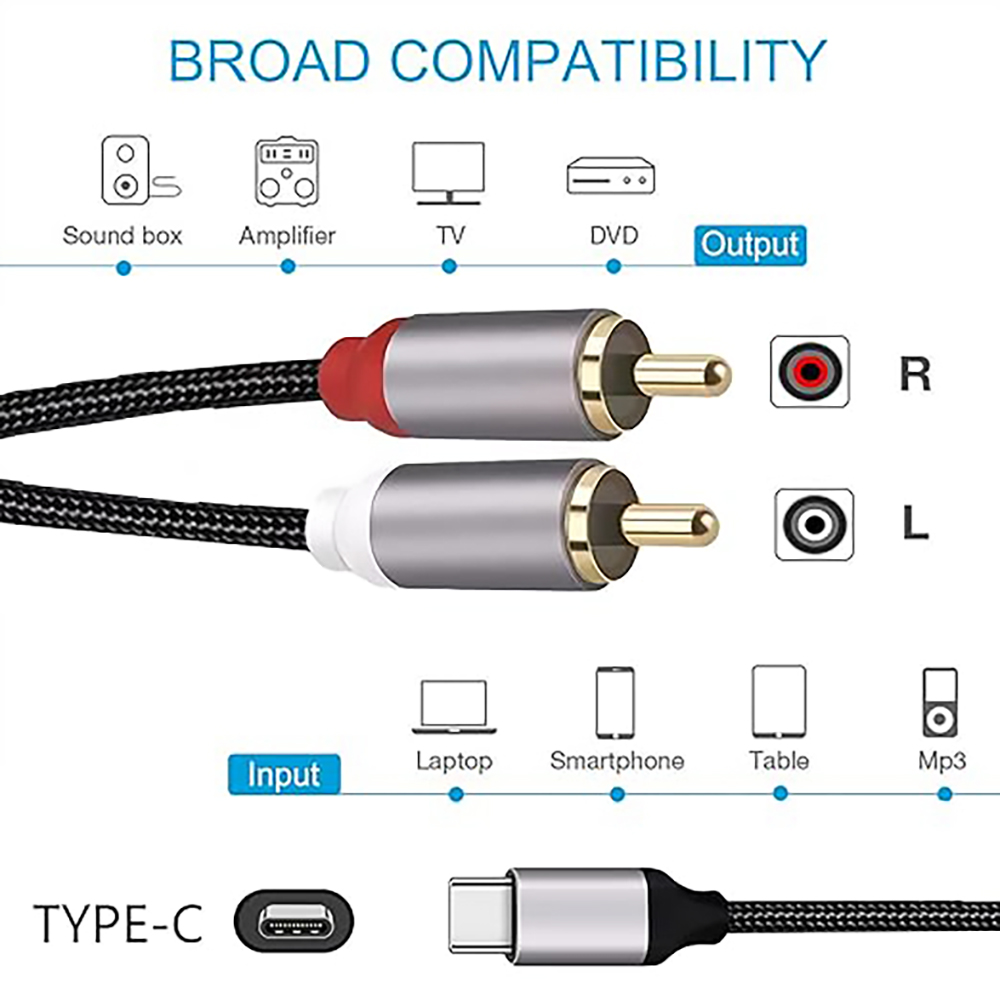 Cable de audio USB C a 2 RCA,  - Earphone Splitter Jack reseña y precio
